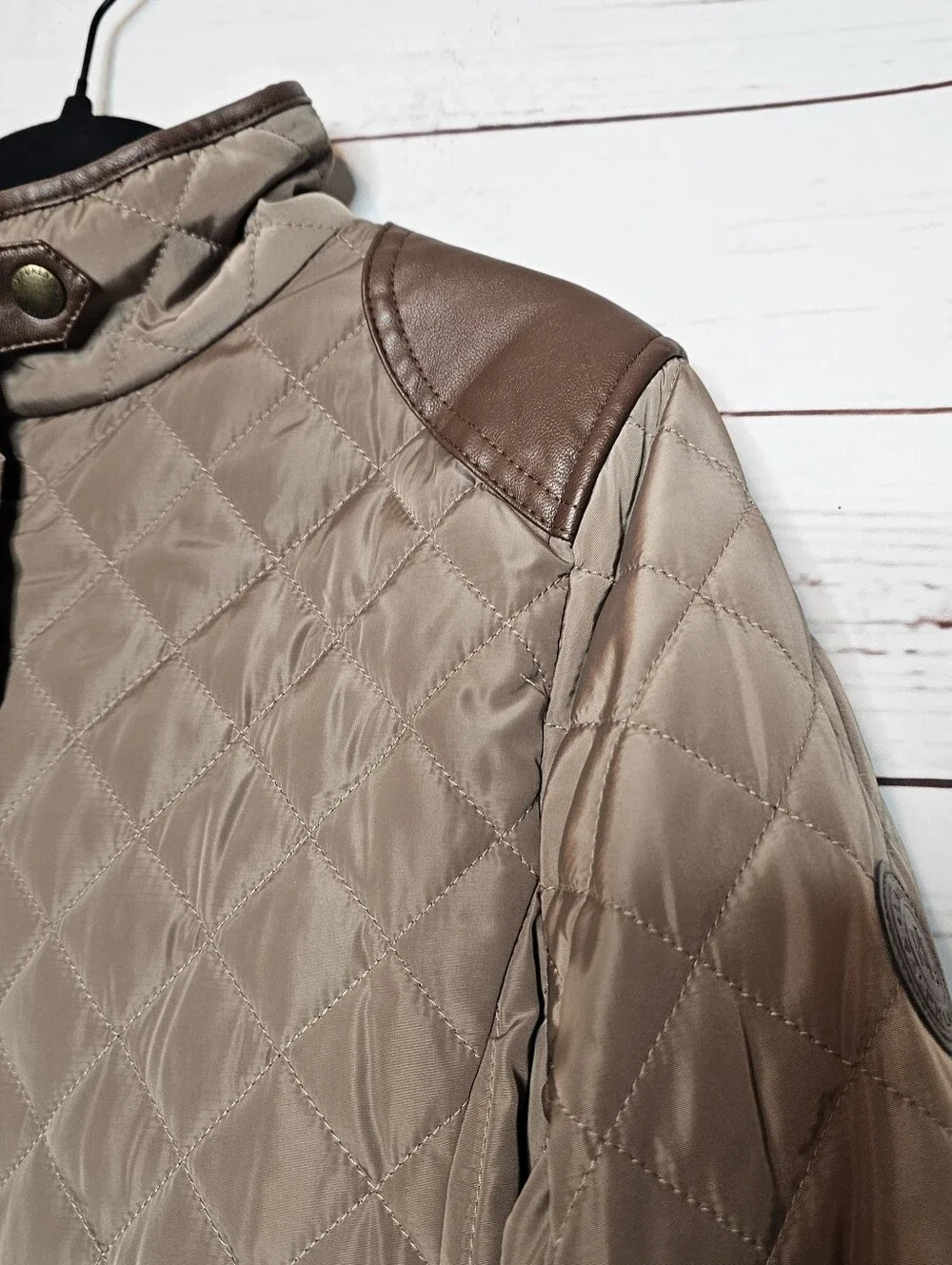 Lauren Ralph Lauren Diamond Quilted Barn Jacket with Faux Leather Trim